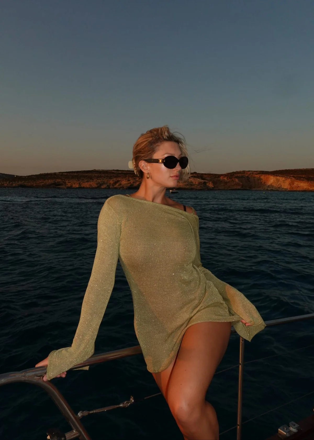 MIA GREEN KNIT MINI DRESS