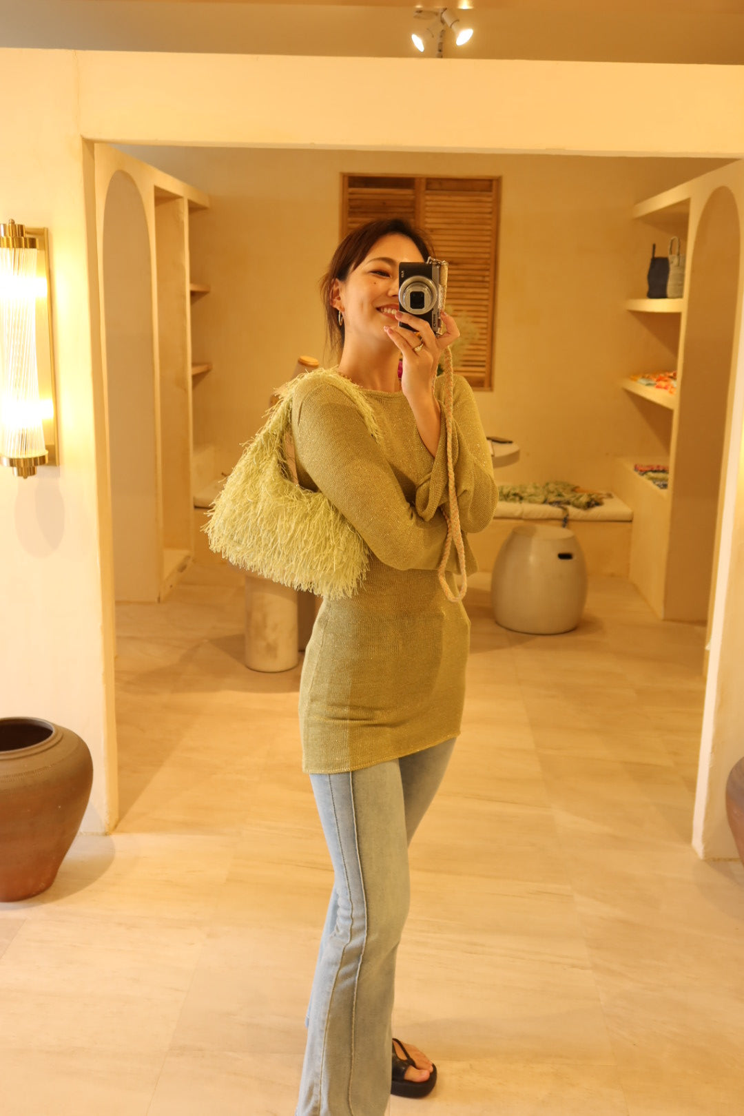 MIA GREEN KNIT MINI DRESS