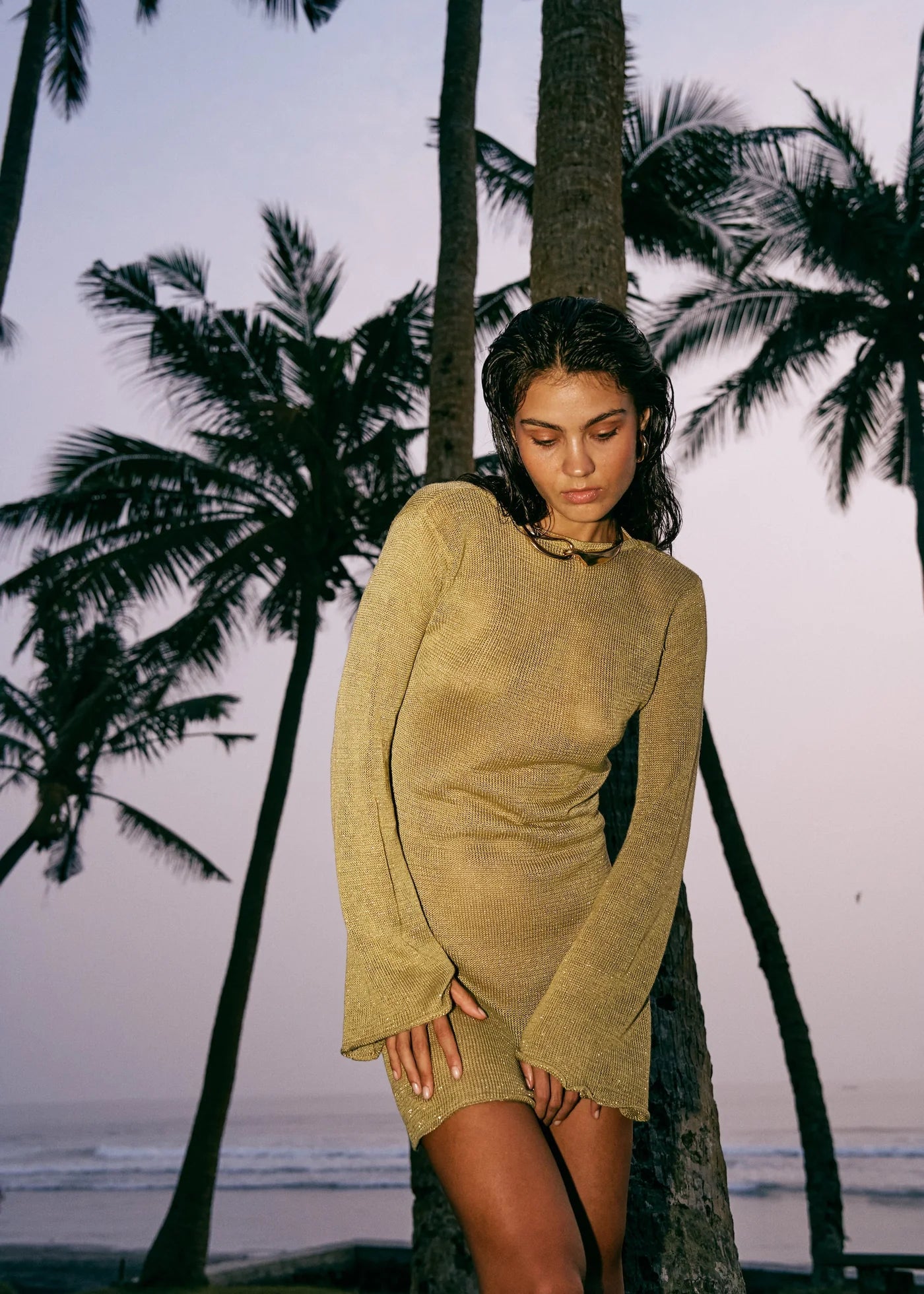 MIA GREEN KNIT MINI DRESS